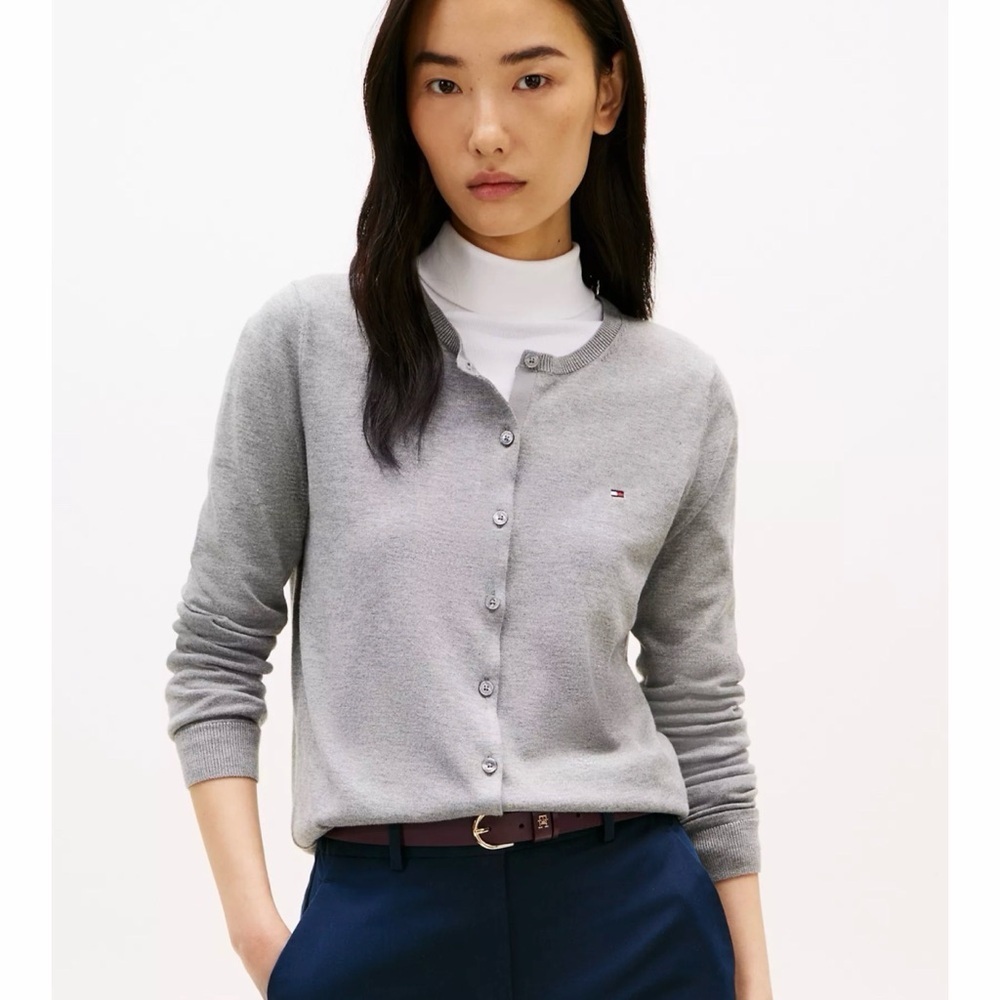 Tommy Hilfiger Lightweight Cardigan Grey XS cotton blend stretch business office